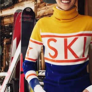 NWT Perfect Moment merino wool schild SKI Turtleneck Sweater Sz M